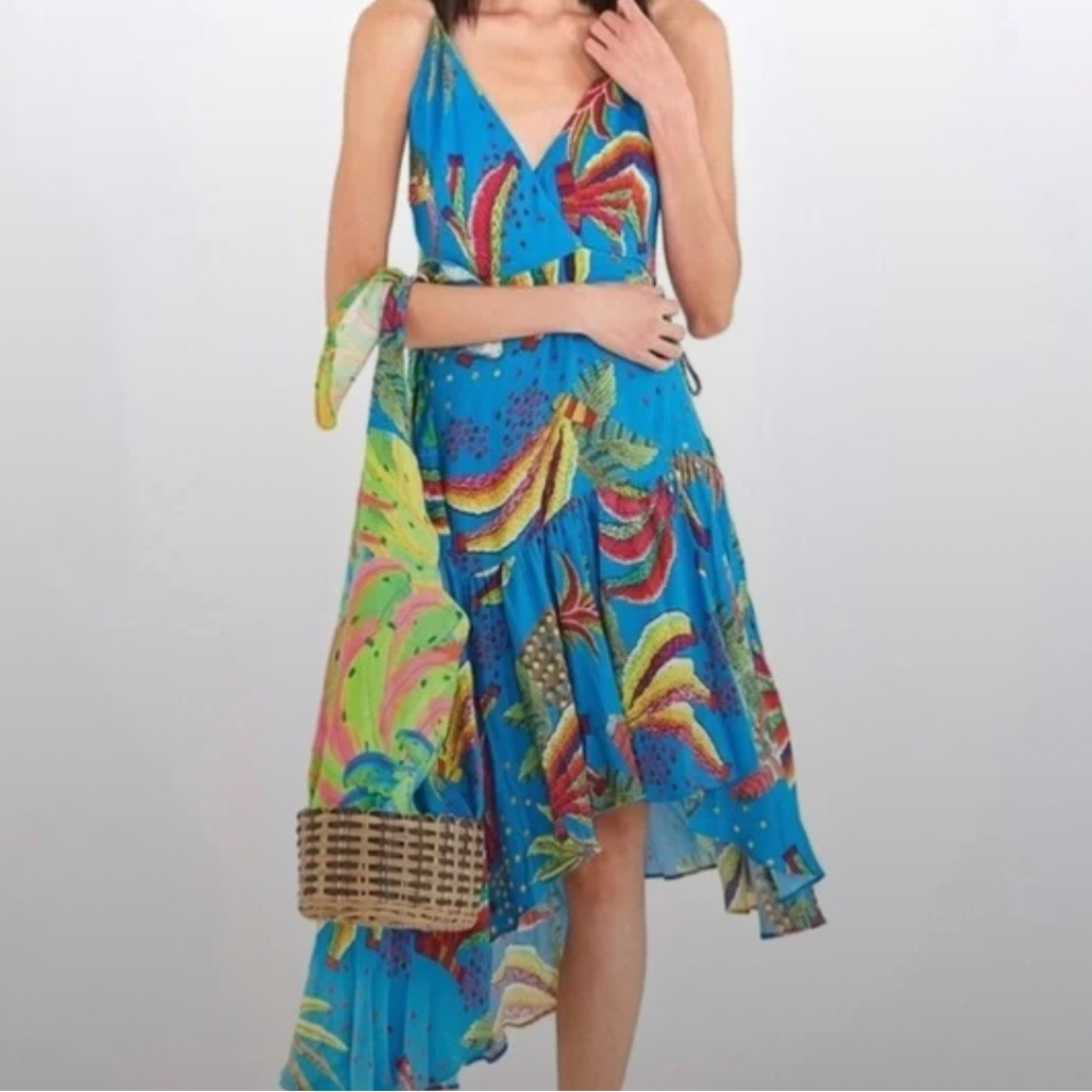 FARM Rio Blue Banana Wrap Dress